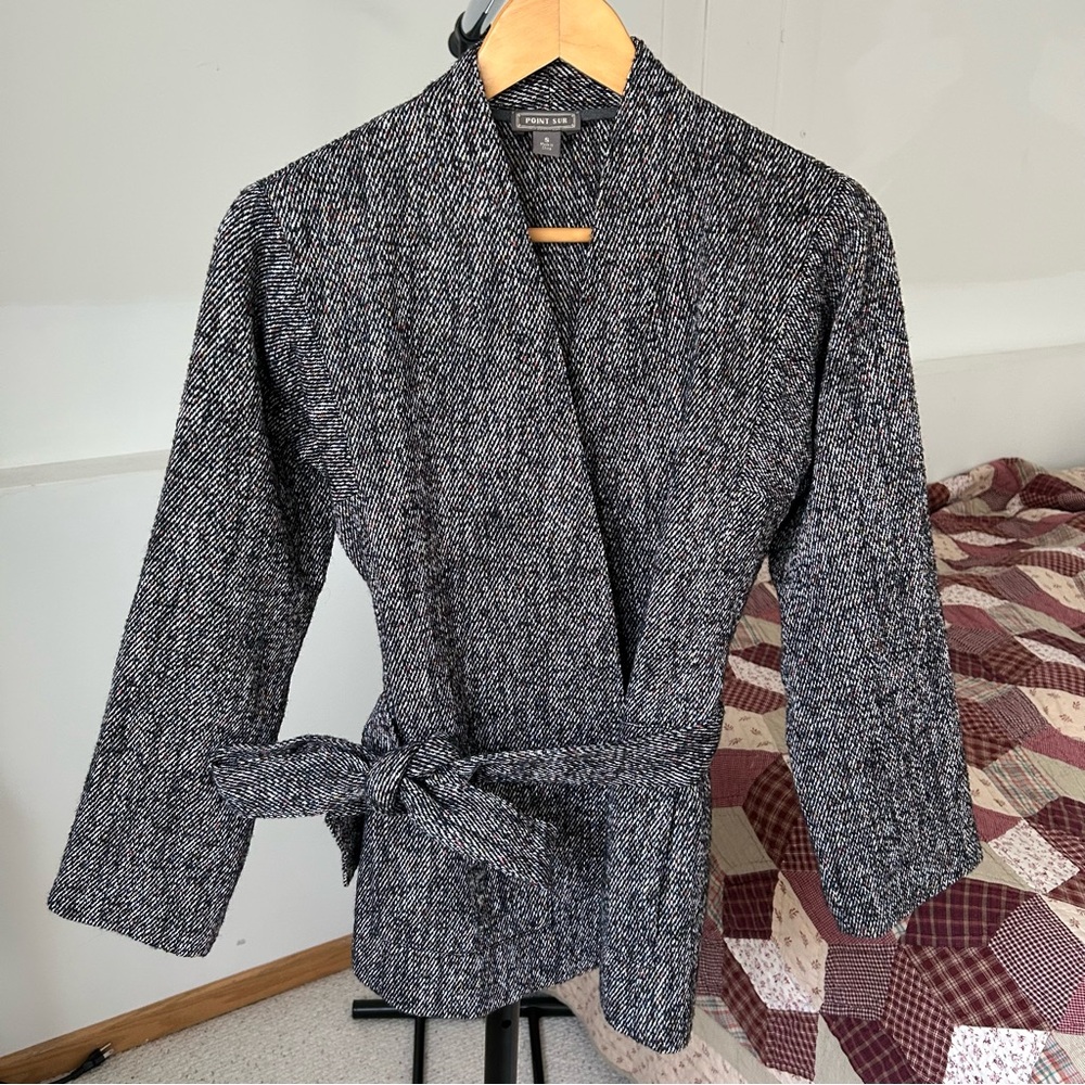 Point Sur J. Crew Donegal Tweed Knit Belted Wrap Jacket Women’s Small